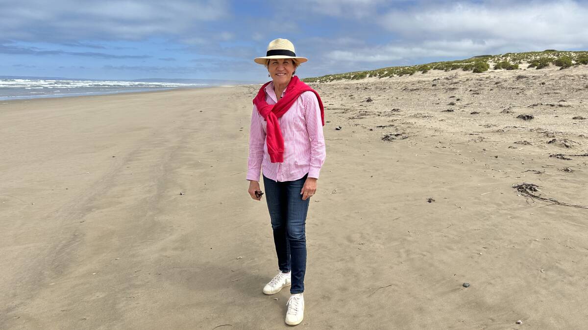Mrs Dalton pictured at the 'mouth of the Murray' near Goolwa. Picture supplied