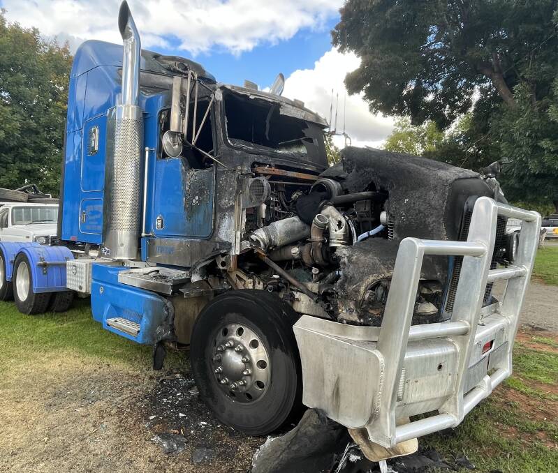 The badly damaged 2002 Kenworth. Police are appealing for any information as the investigation continues. Picture by Allan Wilson 