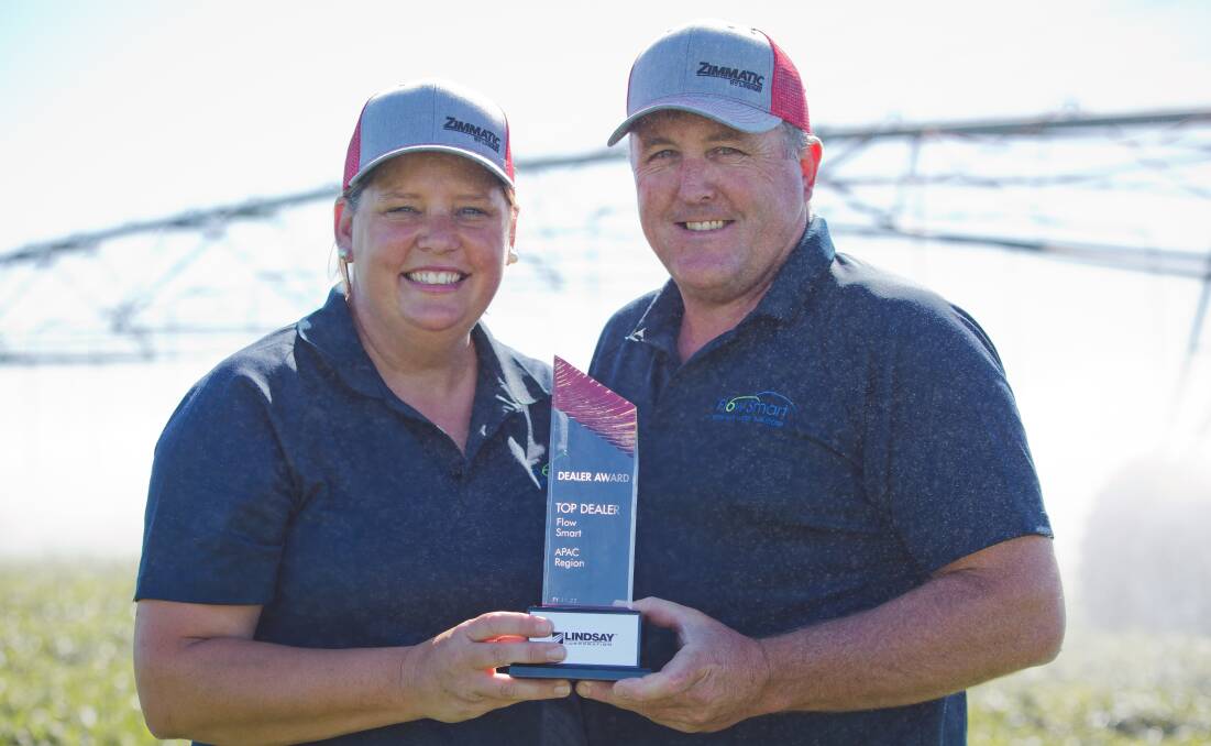 Flow Smart owners Cate and Bryce Yates pictured with their award recently. Picture, supplied