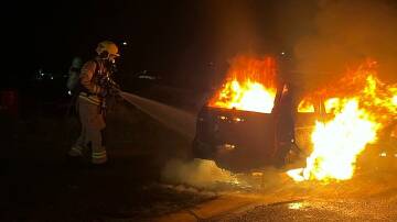 The scene of a car fire off Wyvern Crescent on Monday night. Picture supplied
