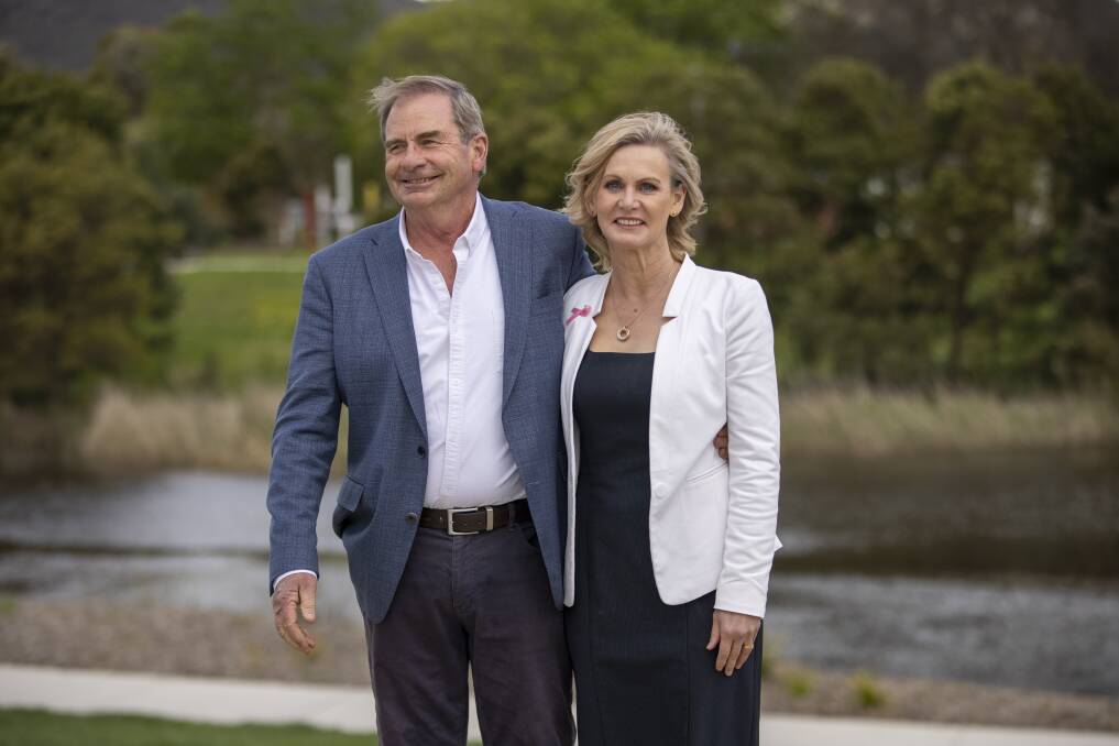 Nichole Overall with husband Tim, the long-running mayor of Queanbeyan-Palerang. Picture: Keegan Carroll