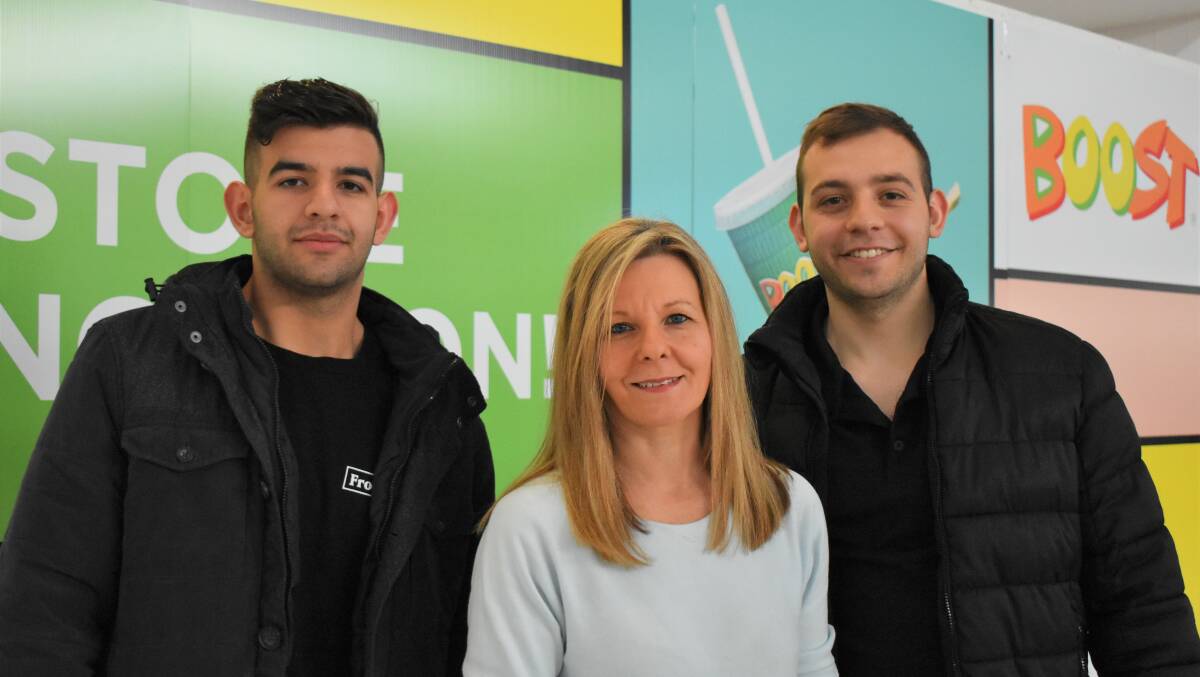 TEAM SERGI: Cathy Sergi is starting a Boost Juice in Griffith with her two sons, Tony and Michael Sergi. Picture: Shaun Paterson 
