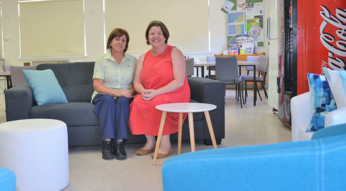 Heather Maugeri and Simone Hazelman chill out at the new and improved meeting place. Picture: Kenji Sato