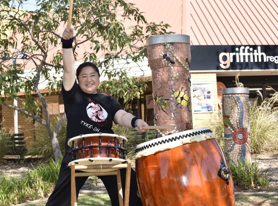 PERFORMER: Kiyomi Calwell will be playing the Japanese taiko at the Griffith Multicultural Festival on October 19. PHOTO: Kenji Sato