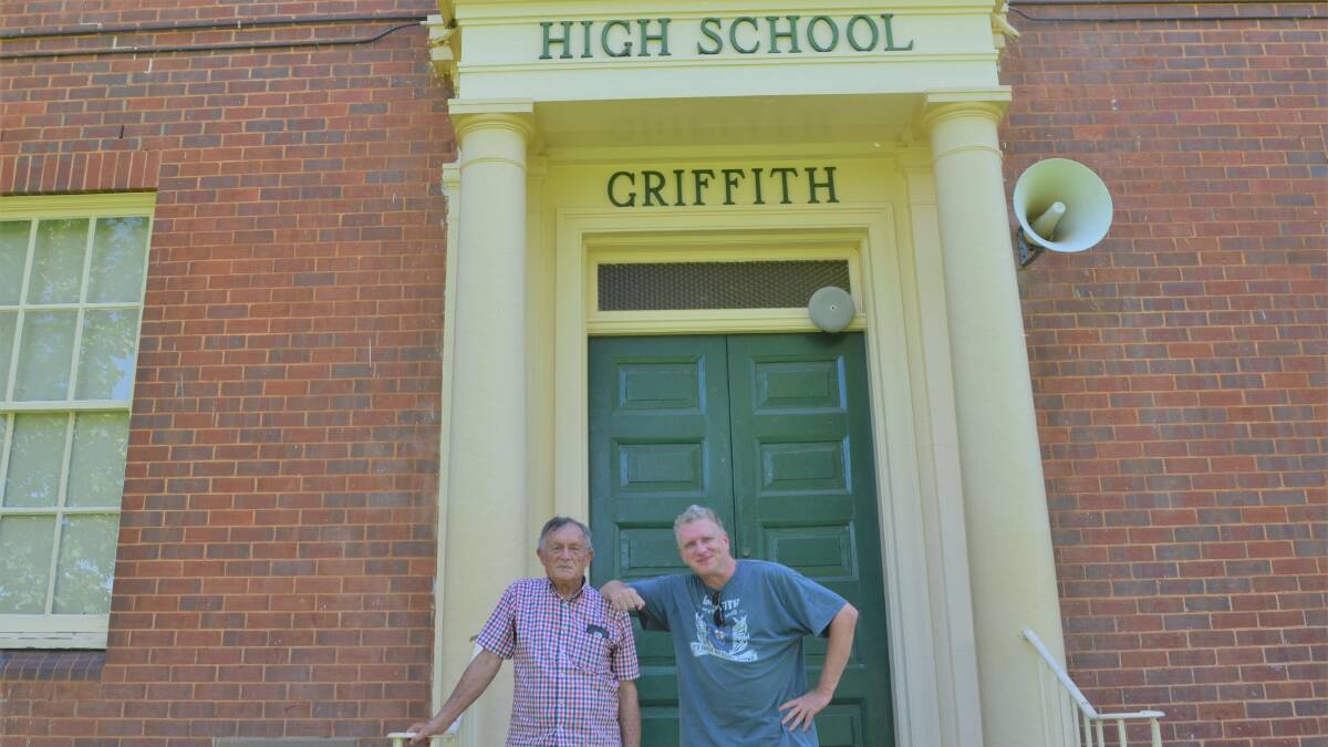 REUNITED: Ex-teacher John Robinson and his ex-student Graham Slingsby met up to talk about the good old days. Picture: Kenji Sato
