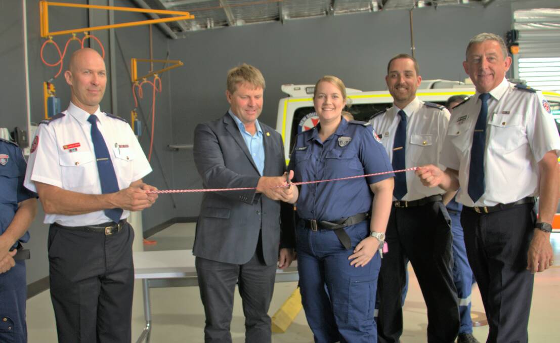 CEREMONY: Markus Zarins, Austin Evans, Melissa Burrow, Nathan O'Brien, and Mark Gibbs officially cut open the new ambulance station on Tuesday. Picture: Supplied