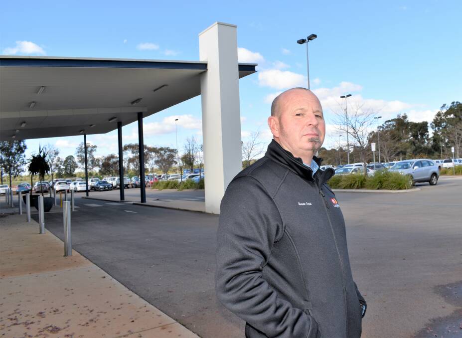 JAM-PACKED: Transport committee chairman Simon Croce says something urgently needs to be done to fix the parking problem at Griffith airport. PHOTO: Kenji Sato