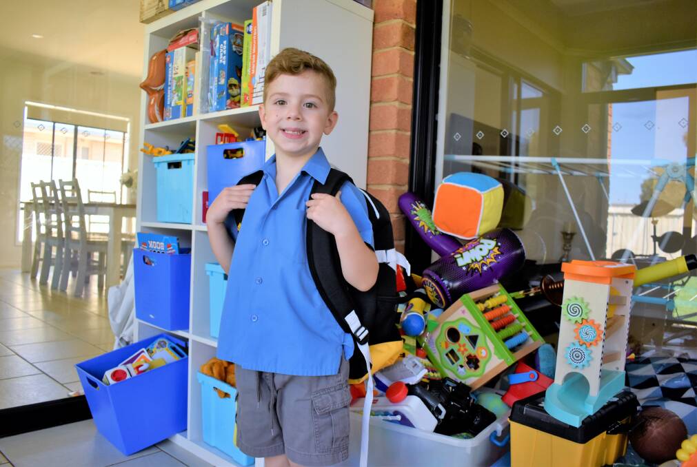 ALL GROWN UP: Alessio Calabria is hopping with excitement to face his first day of Kindergarten at Griffith East Public School. PHOTO: Kenji Sato