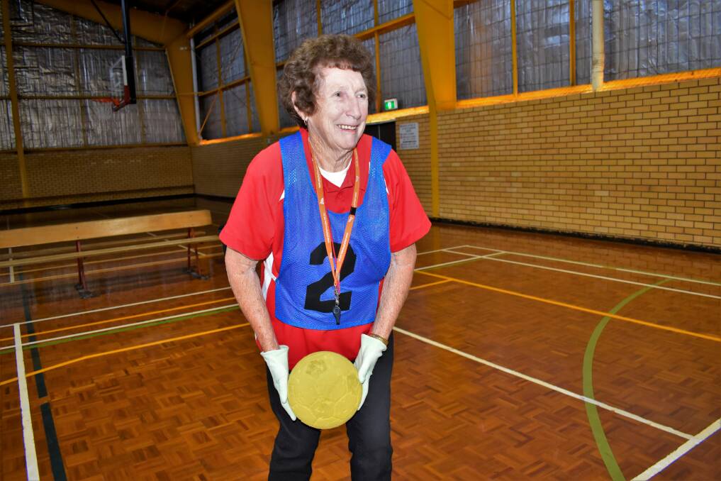TEAM PLAYER: Val Power, 79, is one of the youngest spring chickens on the Griffith Lifeball team. She's currently trying to get more elderly people to join the team and make some friends along the way. PHOTO: Kenji Sato