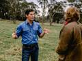 Farmlab CEO Sam Duncan, Armidale, chats with Seth Gordon, Moffit Falls, about soil management. Picture supplied