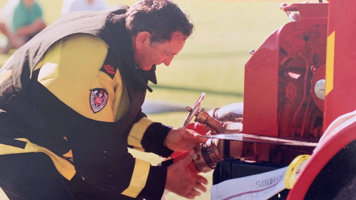 Charlie mans the pump during his days with the Griffith fire brigade