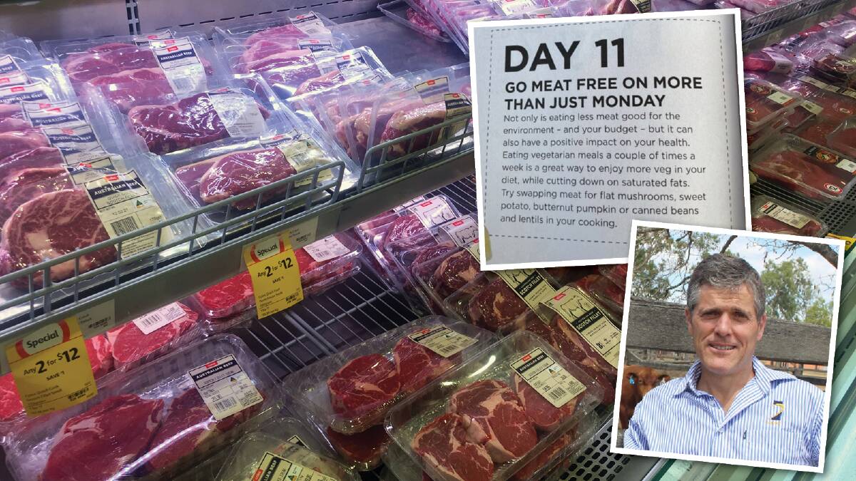 POST REMOVED: Coles has replaced the offending online post (inside top right) after livestock growers, including AgForce's Michael Guerin (pictured) criticised the message.