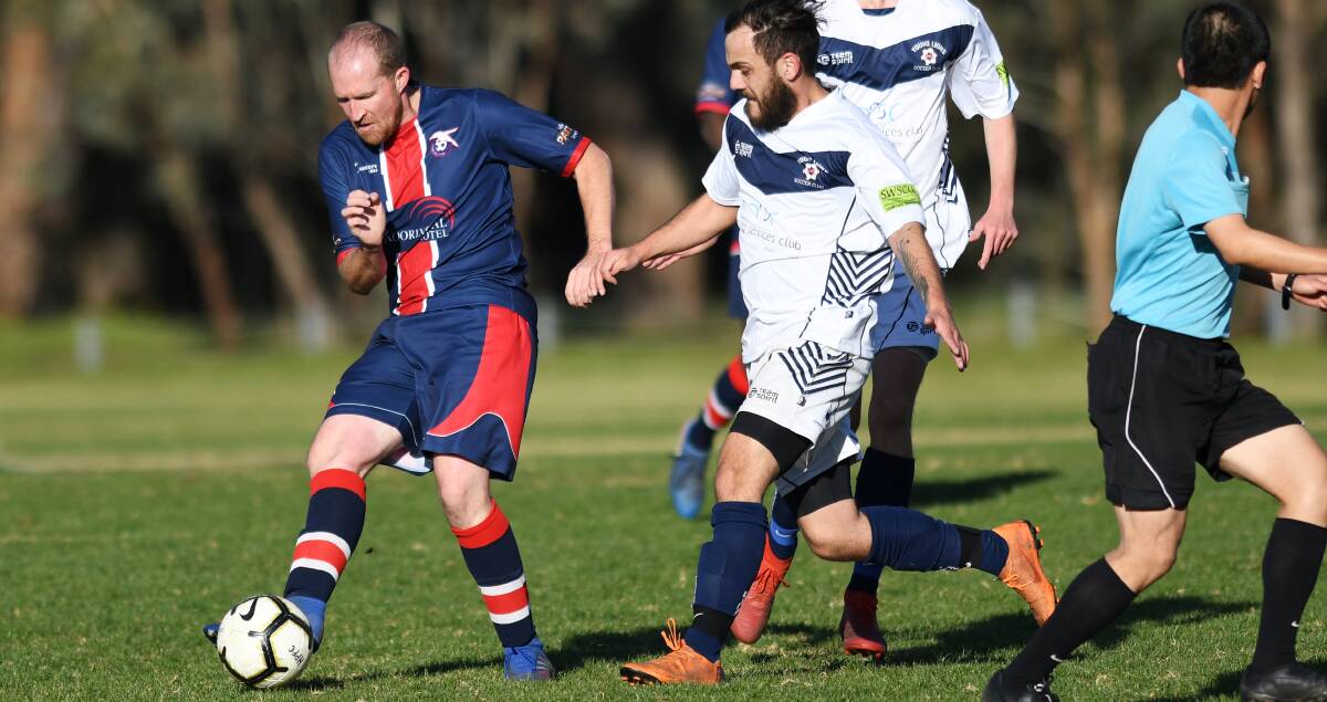 BIG LOSS: Key midfielder Nathan Bowman (left) will be missing for Henwood Park in Sunday's top-of-the-table clash with Hanwood. 