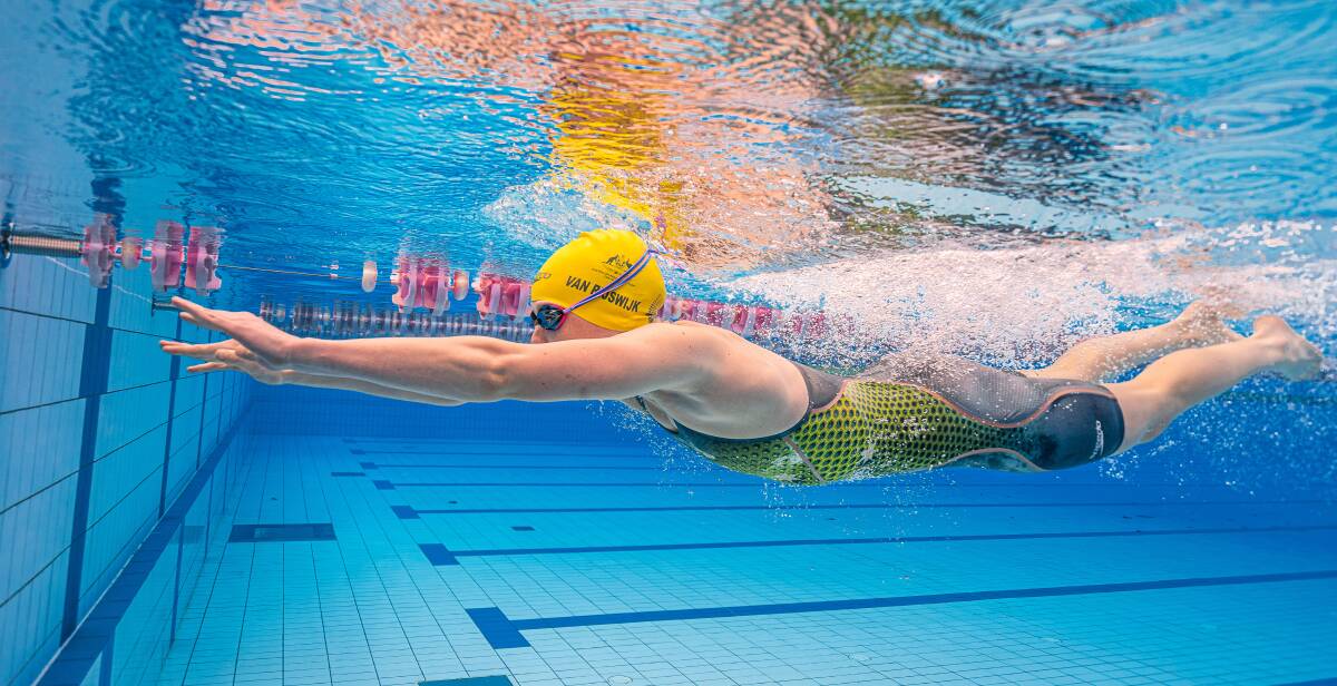MAKING A SPLASH: Wagga Swim Club's Ashley Van Rijswijk training in Cairns. Picture: Wade Brennan/Swimming Australia 