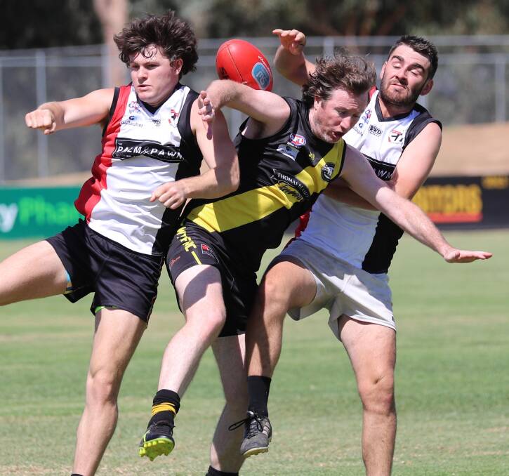 POSTPONED: The Wagga Tigers and North Wagga Saints clash in a practice match last year. 