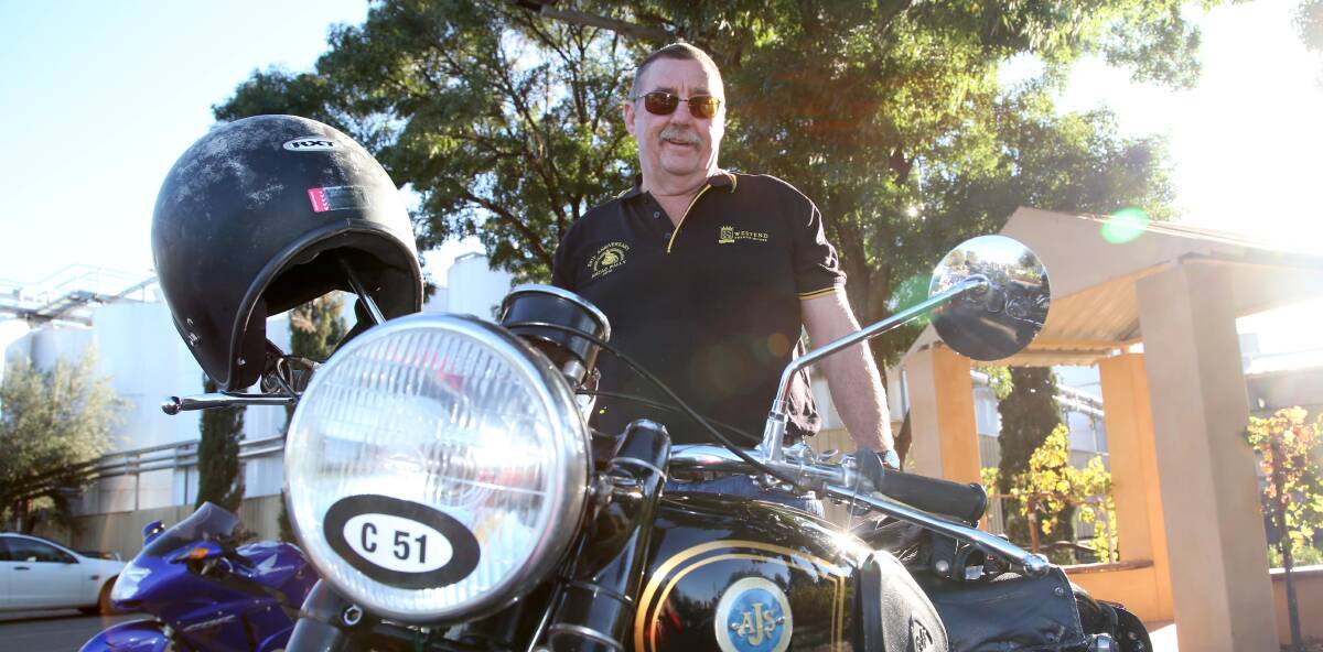 ANZAC RALLY: John Dalton at Calabria Wines for the Griffith Classic Motorcycle Club's 31st Anzac Rally. Picture: Anthony Stipo.