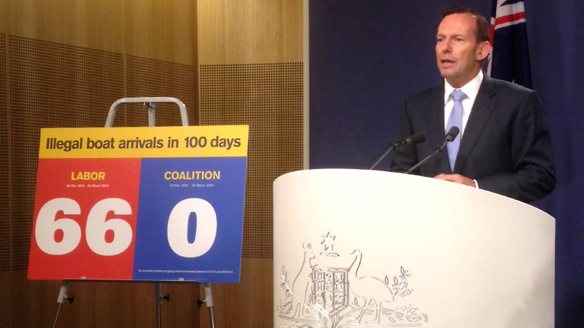 Then prime minister Tony Abbott during a press conference about Operation Sovereign Borders in March 2014. Picture AAP