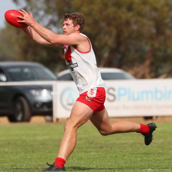 REWARDED: Griffith captain James Toscan in action against Collingullie-Glenfield Park in round one. Toscan has been added to the Riverina League representative squad after strong early season form. Picture: Emma Hillier