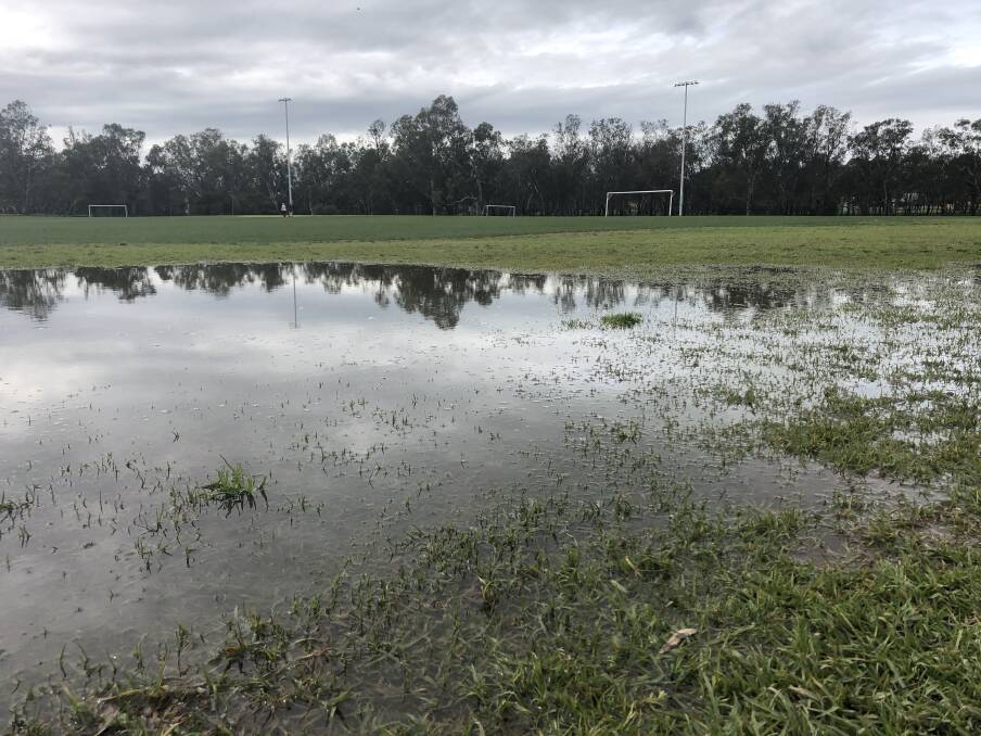 TOO WET: Wagga's Rawlings Park on Sunday, where all four matches of the Pascoe Cup was scheduled to be played. Picture: Matt Malone