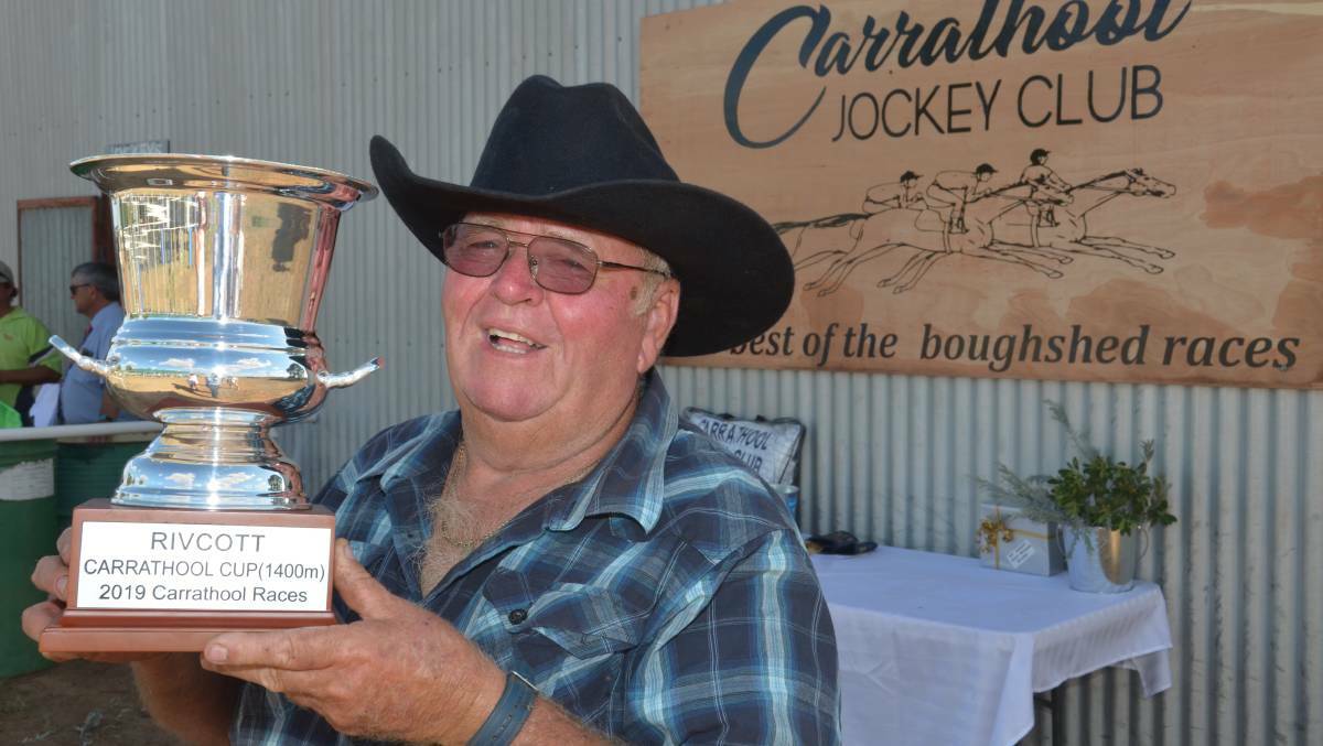 CUPS KING: Griffith trainer Russell Hogan will be out to capture his hometown Cup on Saturday with Cooee March, who provided him with the Carrathool Cup last year. Picture: Declan Rurenga
