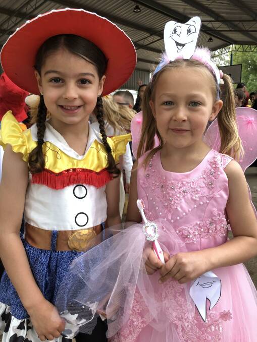 TOY STORY MEETS TOOTH FAIRY: Dominique Carbone and Chloe Donovan at Hanwood Public's Halloween Parade. PHOTO: Kat Vella