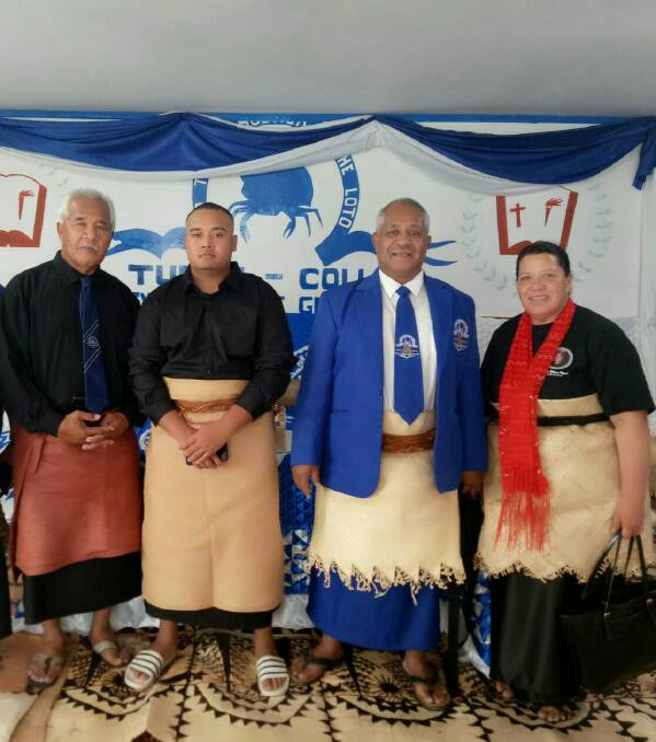 THREE GENERATIONS: The most senior through to the most recent graduate of Tupou College in Griffith's Old Boys group at Saturday's celebrations. From left: Mafi Lolohea, Hema Lolohea, Reverend Poasi Moala and Sela Moala. PHOTO: Contributed