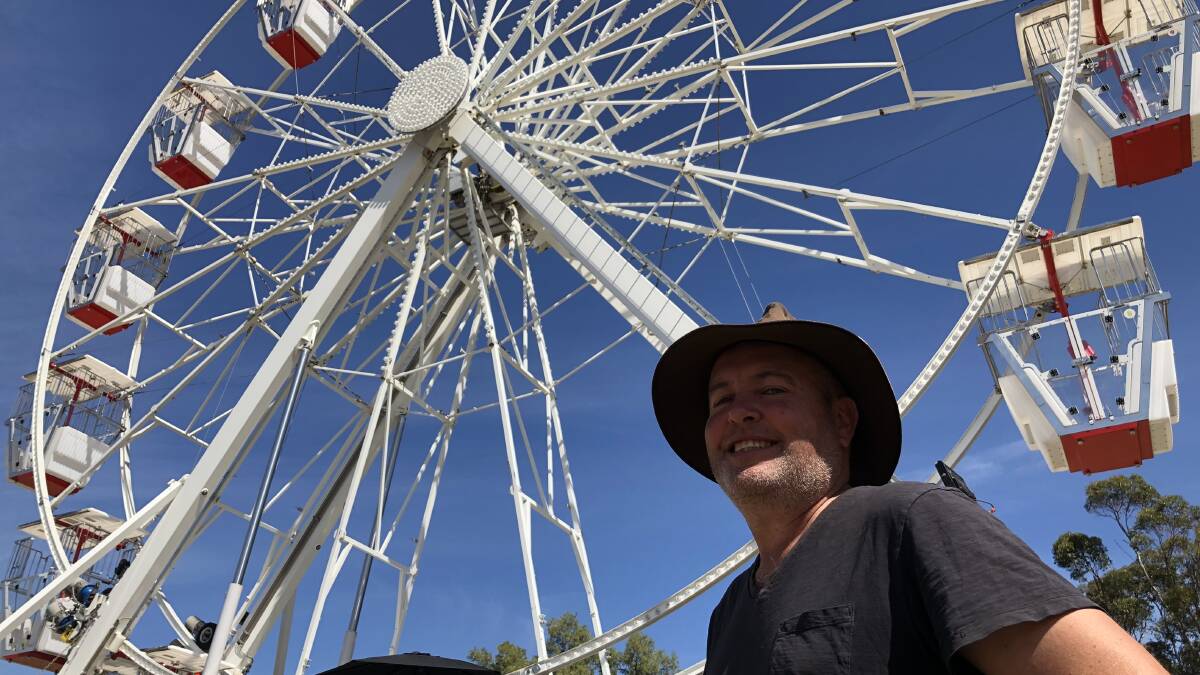 CARNIVAL READY: Ted Baker in front of the Ferris Wheel for this weekend's Spring Carnival Show at Griffith Showground. PHOTO: Kat Vella