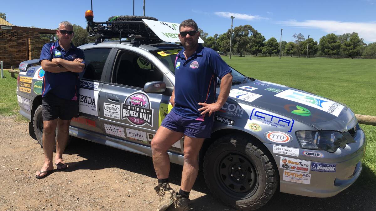 TEAM GODFATHER: Rodney Minato (right) said he and his team mate Brian Almanini (left) had to reference their Italian heritage for their Riverina Redneck Rally team. PHOTO: Kat Vella