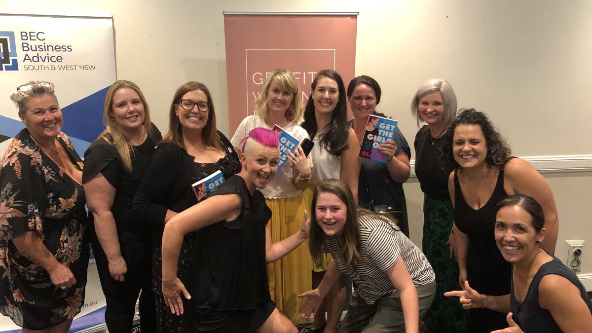 CHALLENGE ACCEPTED: Members of BEC and Griffith Women in Business hosted Lucy Bloom (front centre) who pushed women out of their comfort zone Wednesday with her witty and inspiring talk for International Women's Day. PHOTO: Kat Vella