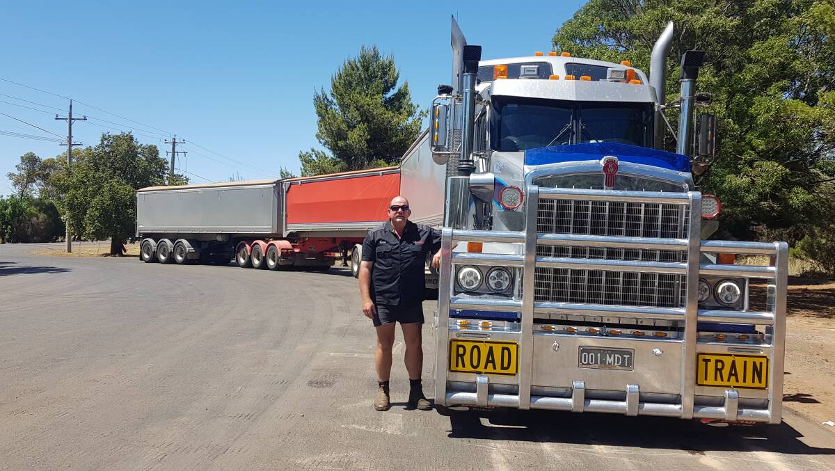 ON THE ROAD: Goolgowi driver Michael Domjahn is on his way to Pittsworth, Queensland with an organic wheat haul from Wagga this week. PHOTO: Supplied