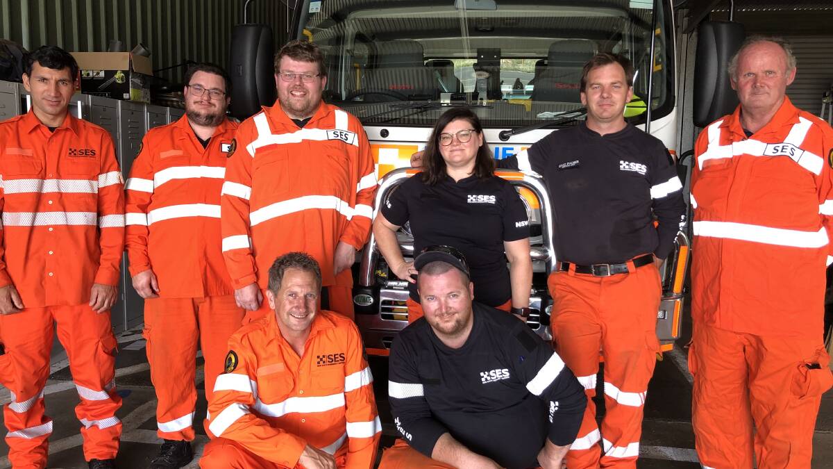 TEAMWORK: The diversity of skills and experience of the team at SES Griffith is what makes the team says volunteer Steve Mortlock (right). Front row: Anthony Hatch, Chris Pilon. Back row: Kalim Ullah, Tim Laidler, Simon Moore, Erin Sinclair, Brad Palmer. PHOTO: Kat Vella