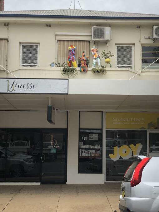 MINI MASTERS: An art installation displayed at Straight Lines design on Banna avenue is one of a three installations already on display in Griffith. PHOTO: Kat Vella