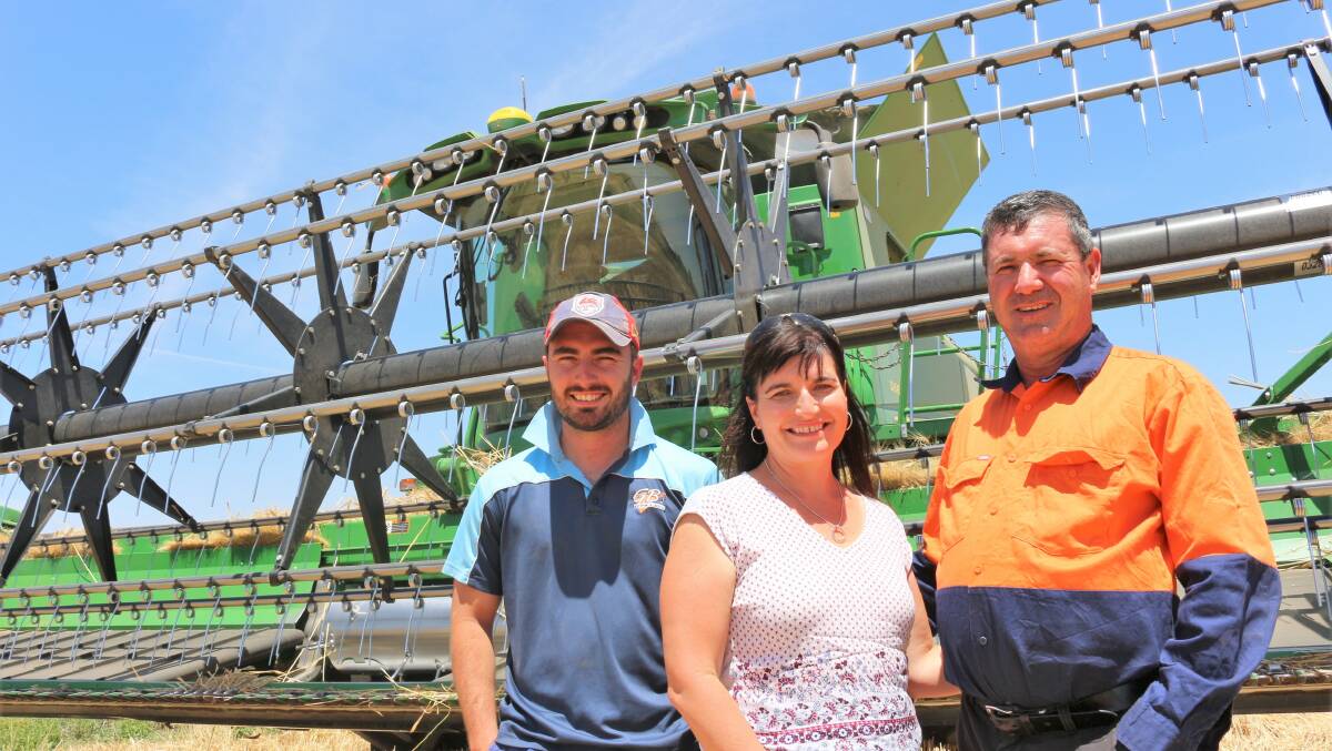 Farming family: Willbriggie's Glen and Julie Andreazza have been named Farmers Of The Year, with their son Daniel. Picture: Reuben Wylie. 
