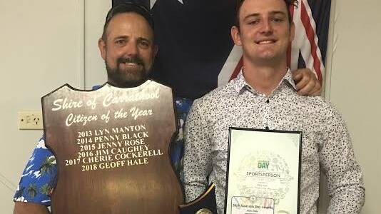 ProTen Cup: Cup director Geoff Hale won Citizen of the Year for Carrathool Shire Council's Australia Day awards with his son Billy Hale who played for the Rabbitohs and won Council's Sportsperson of the Year. Picture: Geoff Hale 