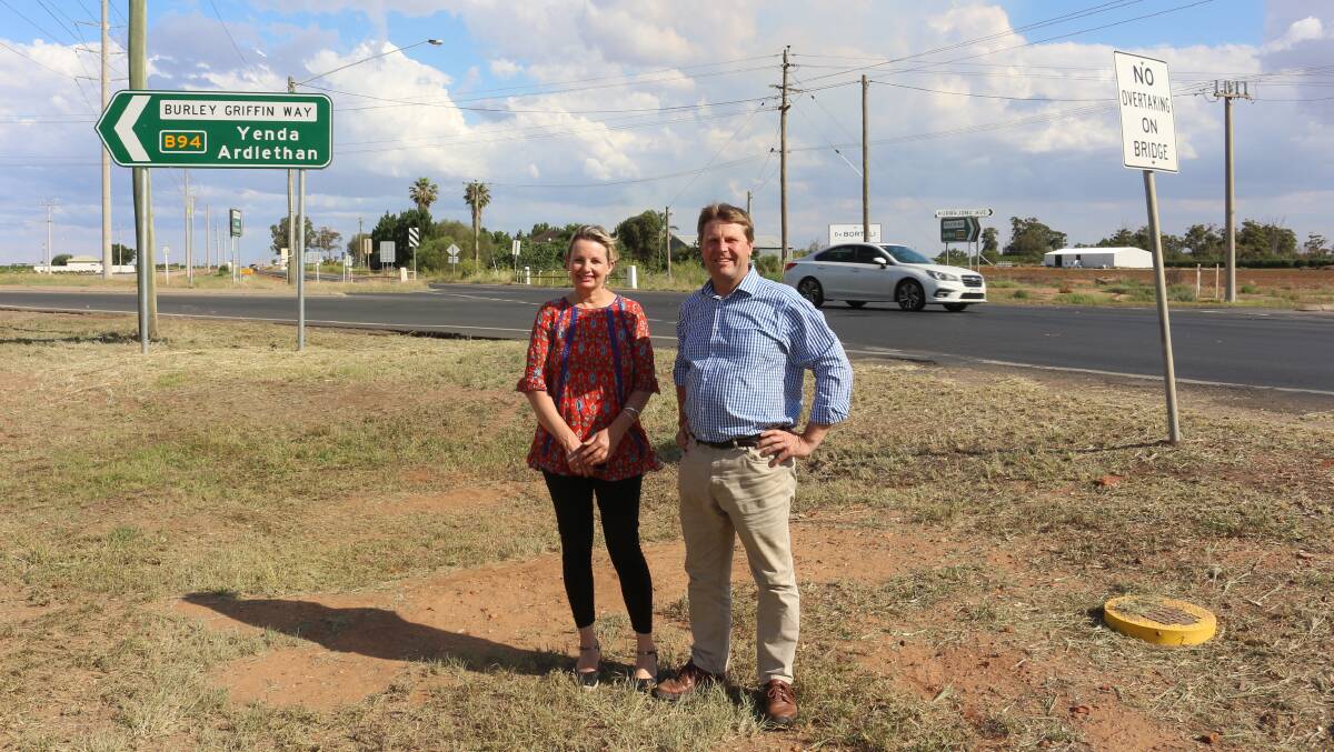 Inspecting intersection: Sussan Ley and Austin Evans. Picture: Reuben Wylie