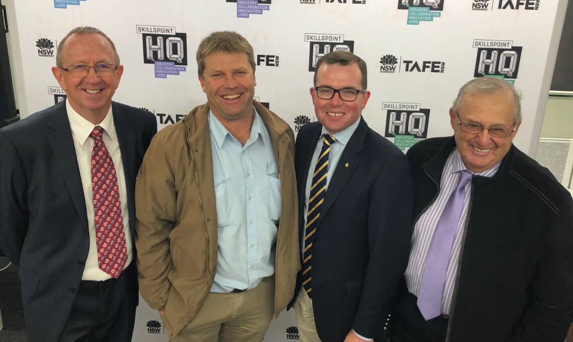 NOW OPEN: Head of SkillPoint Griffith Mark Grove, Member for Murray Austin Evans, Minister for TAFE NSW Adam Marshal and Griffith Mayor John Dal Broi. PHOTO: Jacinta Dickins.