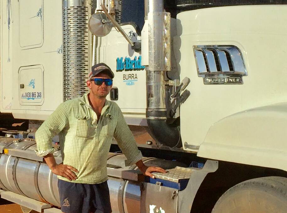 AT JOURNEY'S END: Max McBride from Lock Lilly station fills his tanker with water donated by Murrumbidgee Irrigation Area farmers late last year, and prepares for the long trip back home. PHOTO: Contributed