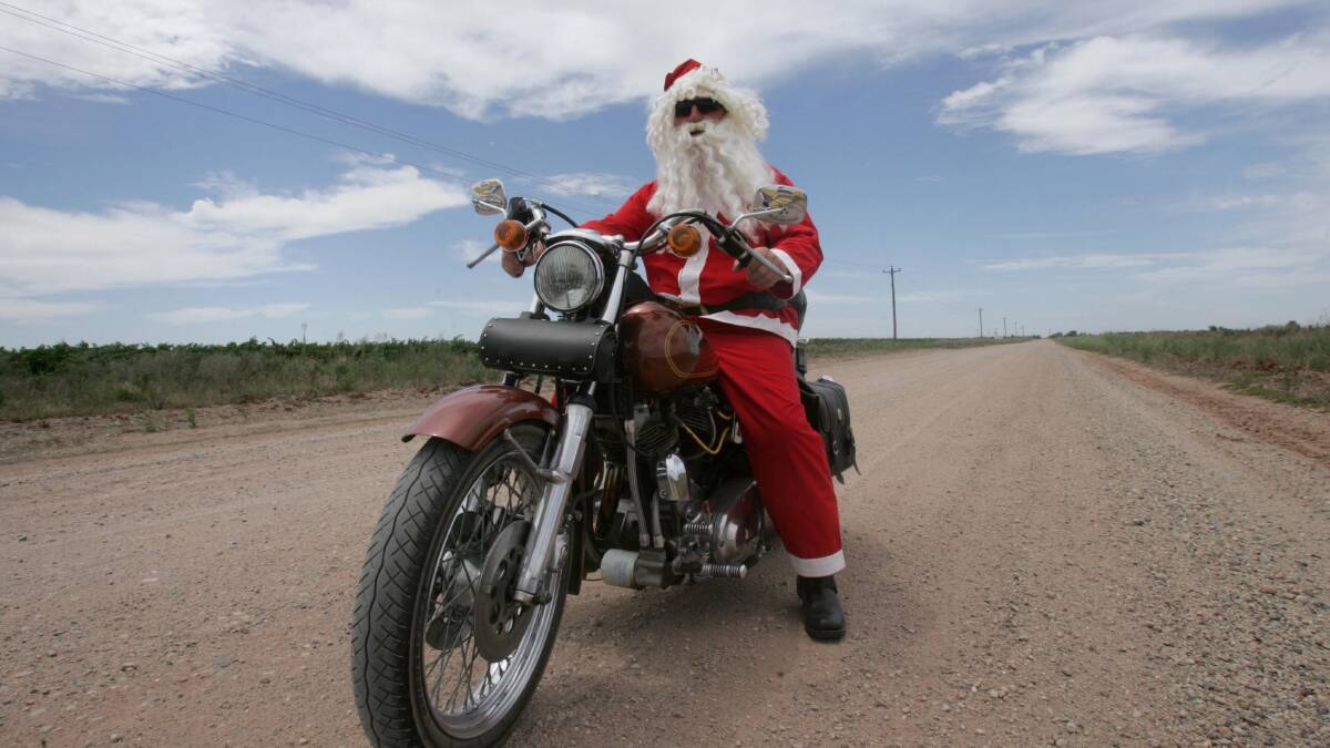 I was out looking for a property and I came cross Santa (Mick Sillis) riding his motor bike in 2010.