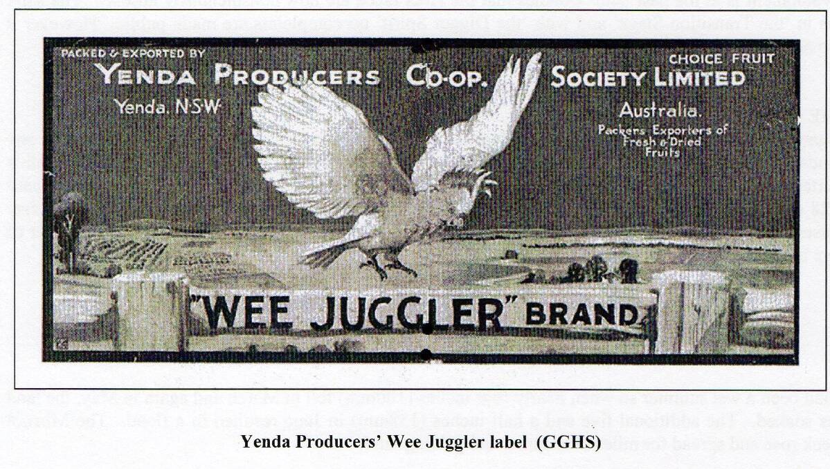 PRODUCE: Yenda Producers' Wee Juggler label (GGHS). Yenda Producers consigned fruits by train to Sydney markets and acted as an agent for canners and dried fruit growers.