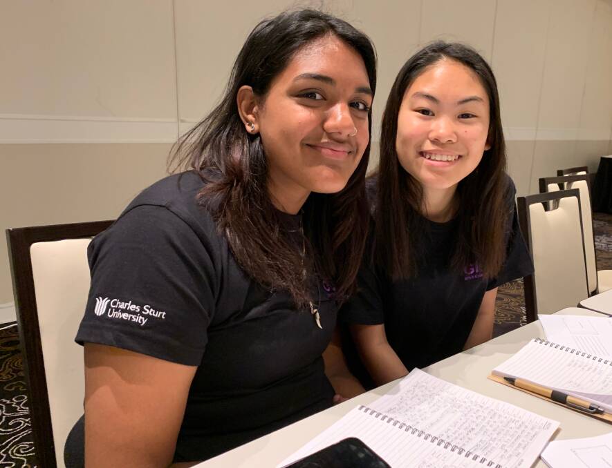 FUTURE PATHS: Year 9 students Palakha Bhargo and Felicity Cordova say they are interested in a future career in cyber security. PHOTO: Jacinta Dickins