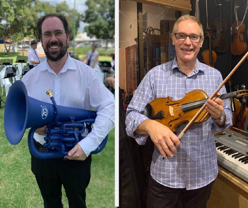 HELPING HAND: Griffith East Public School's Rhys Thomas and Murrumbidgee Regional Conservatorium's Paul Barlow are in need of donated instruments. PHOTOS: Jacinta Dickins
