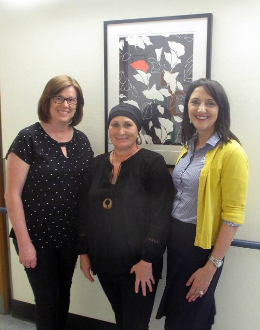 ART HEART: LHAC Chairwoman Margaret King and committee member Saideh Barlow with local artist Kerri Weymouth (centre) in front of one of 12 beautiful silkscreen prints.