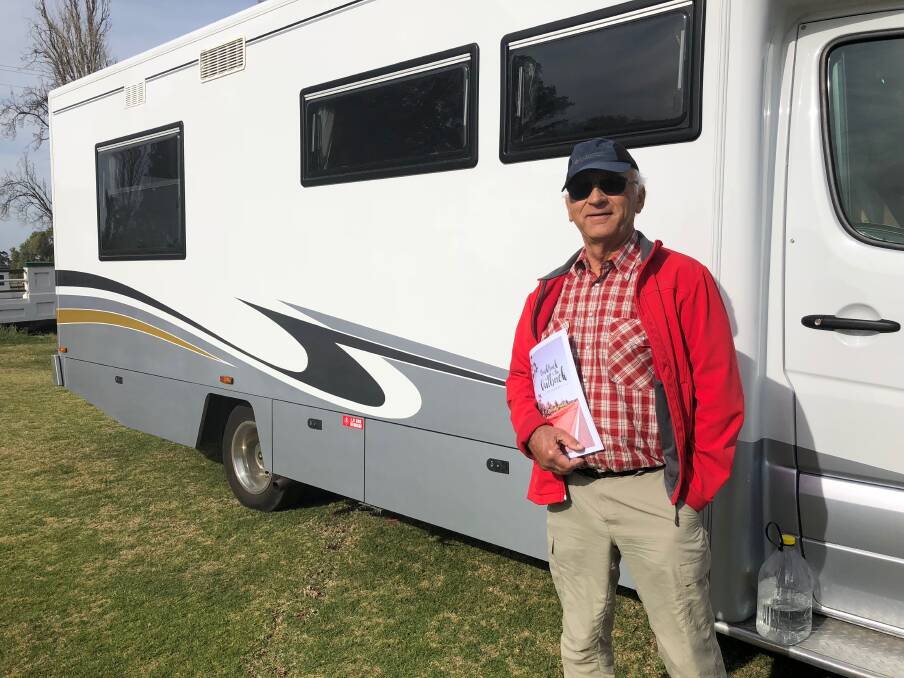 INVALUABLE: Grey Nomad Tony Stutz has done the Kidman Way before with his wife, and says a handbook of all the destinations is invaluable. Picture: Jacinta Dickins