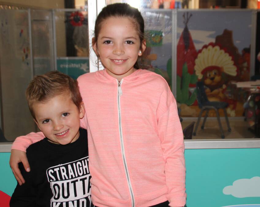 SIBLING LOVE: Taylah, 8 and Brax 4, are excited to be at Griffith's Stay and Play. PHOTO: Jacinta Dickins