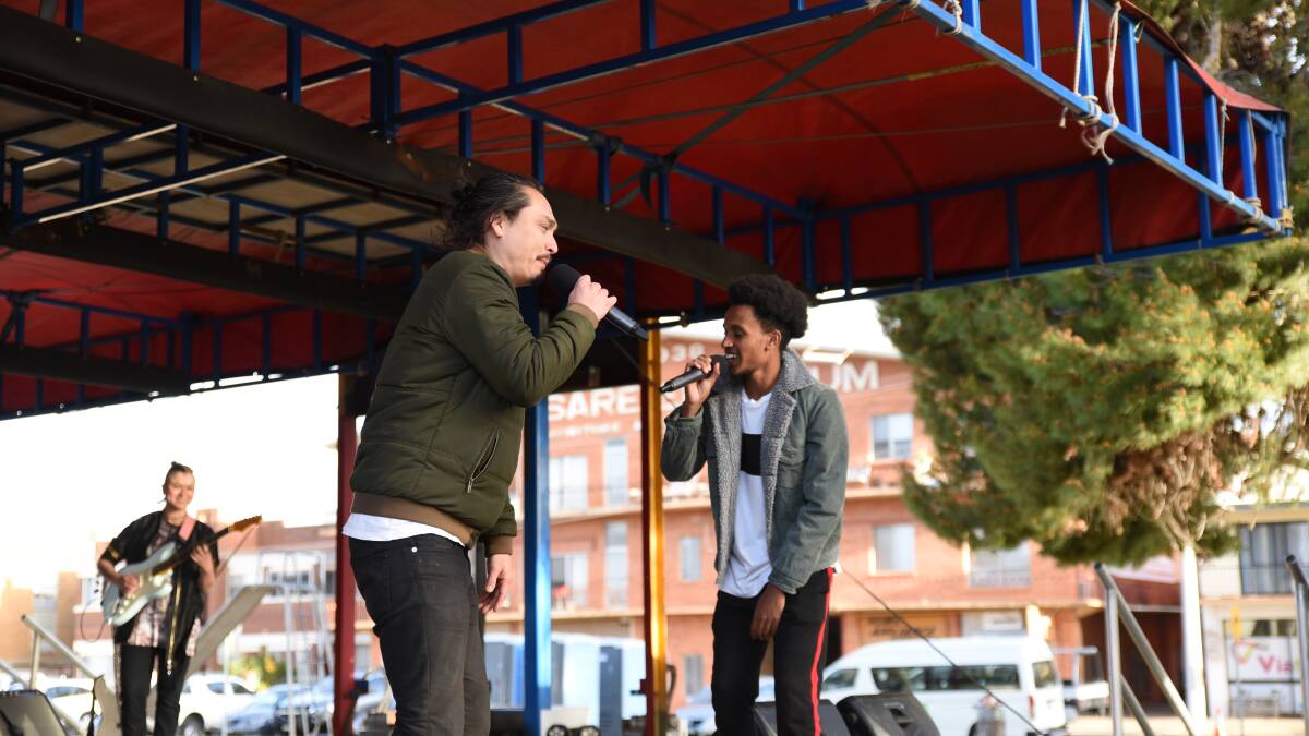IDOL: Headline act at MySkate Joelistics sharing the stage with Year 12 student from Griffith High School Aduny Takele. Picture: Karly Sivewright