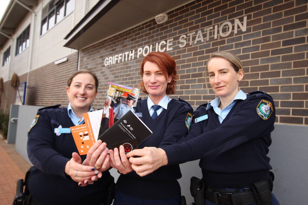 DISRUPT: Murrumbidgee Crime Prevention team's Senior Constable Laura Lentfer, Sergeant Cherie Knox and Senior Constable Shannon Ragan are raising awareness to disrupt and prevent further scams. PHOTO: Jacinta Dickins
