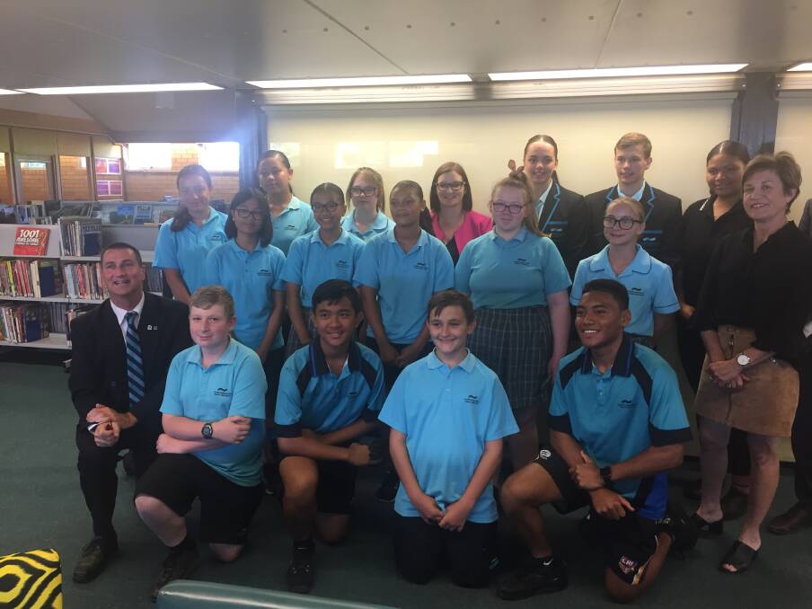 MEET AND GREET: Education Minister Sarah Mitchell and Murray MP meeting with a group of Murrumbidgee Regional High School students. PHOTO: Contributed.