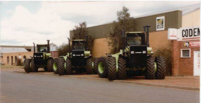 POWERFUL: Steiger 4WD tractors outside Codemos in the early 1980s.
