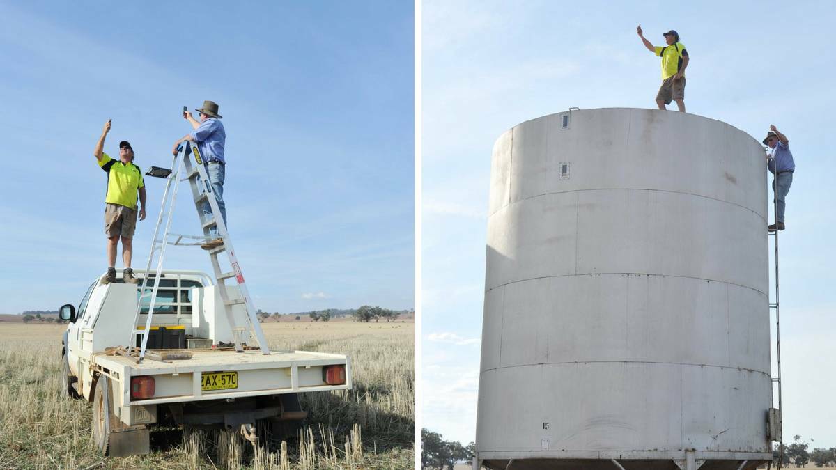 Farmers Phillip Reid and Bob McCormack, and their neighbours in rural areas around Temora have found creative ways to find a mobile signal.