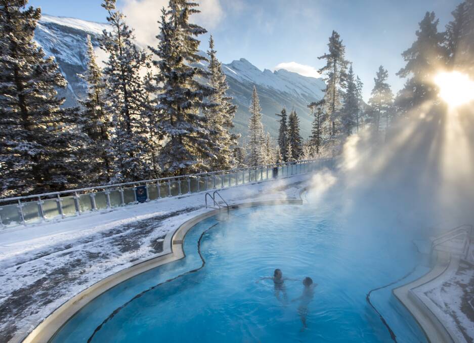 Warm up in the hot springs, where naturally heated water flows from Sulphur Mountain.